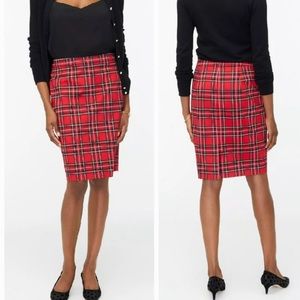 J Crew Red Stewart Tartan Plaid Pencil Skirt